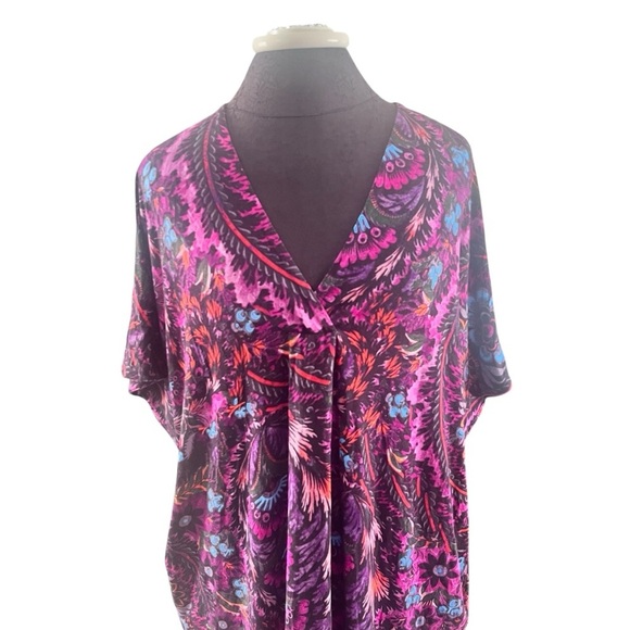 Peruvian Connection Oversized Floral Jersey Knit Caftan XS - Picture 2 of 7